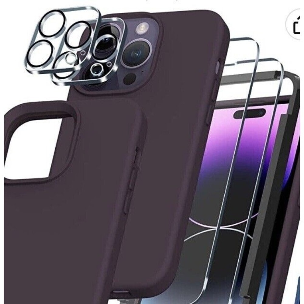5-IN-1 iPhone 14 Plus Case with 2X Screen & Camera Lens Protectors, Deep Purple